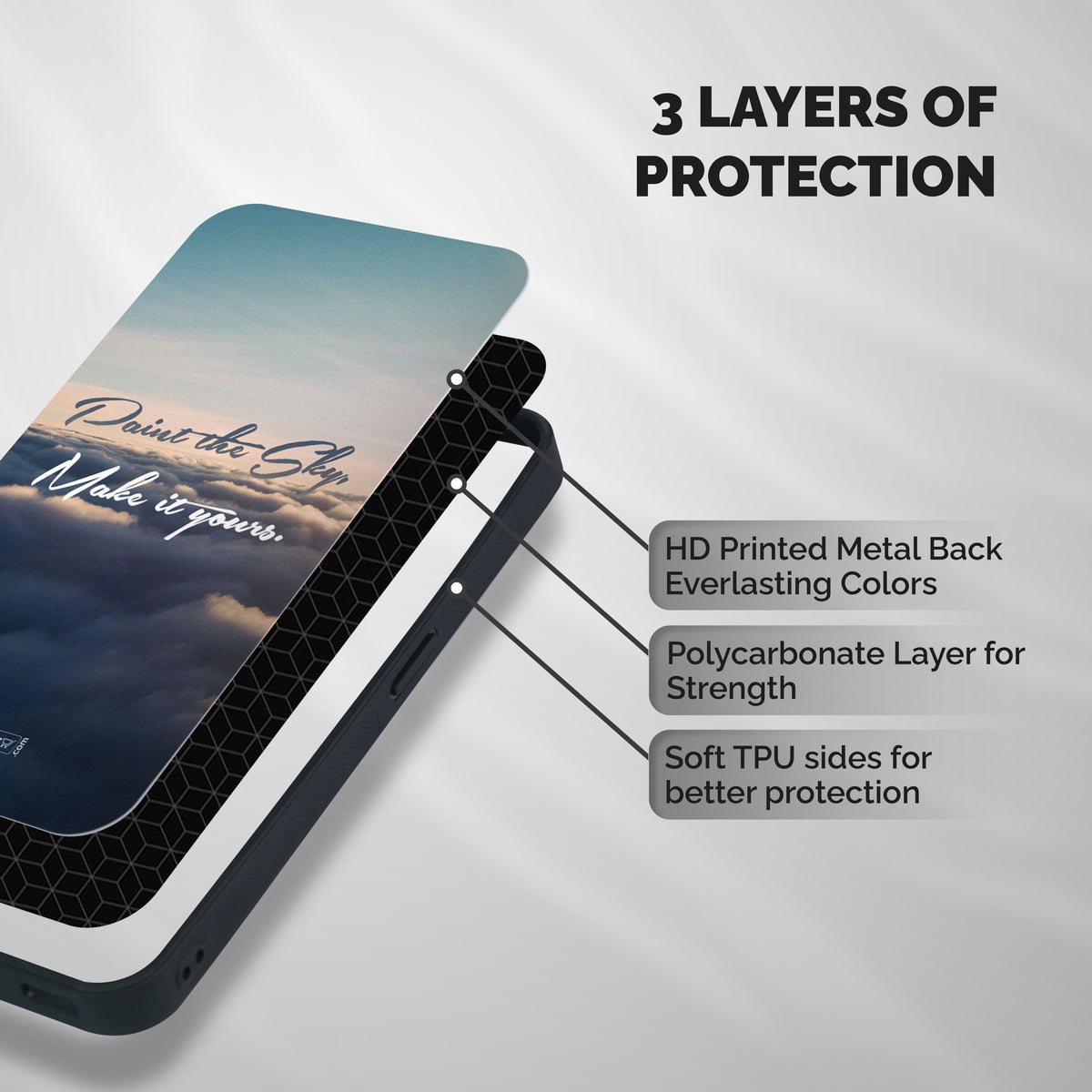 Paint the Sky Shockproof Hybrid Protection (Metal + TPU) Back Case Cover