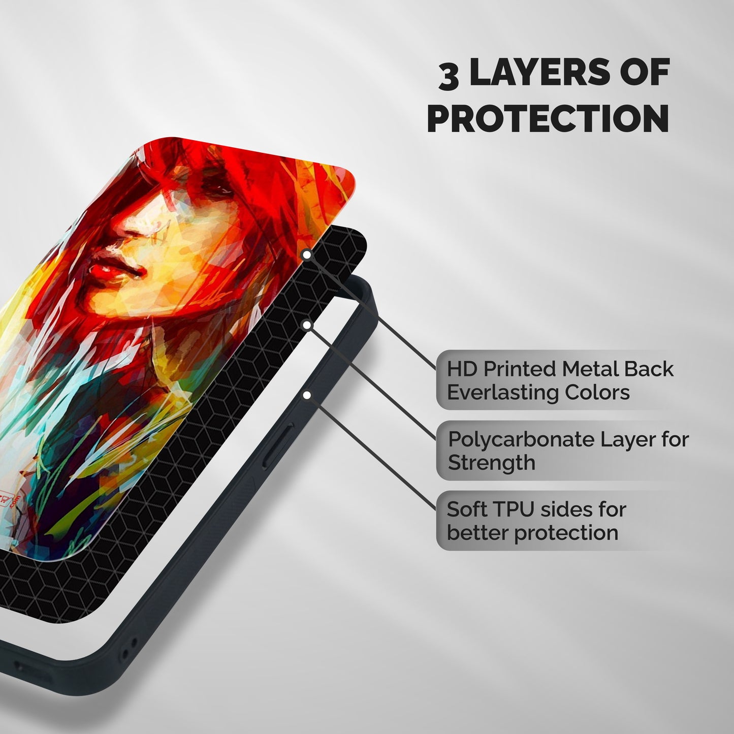 Painted Girl Shockproof Hybrid Protection (Metal + TPU) Back Case Cover