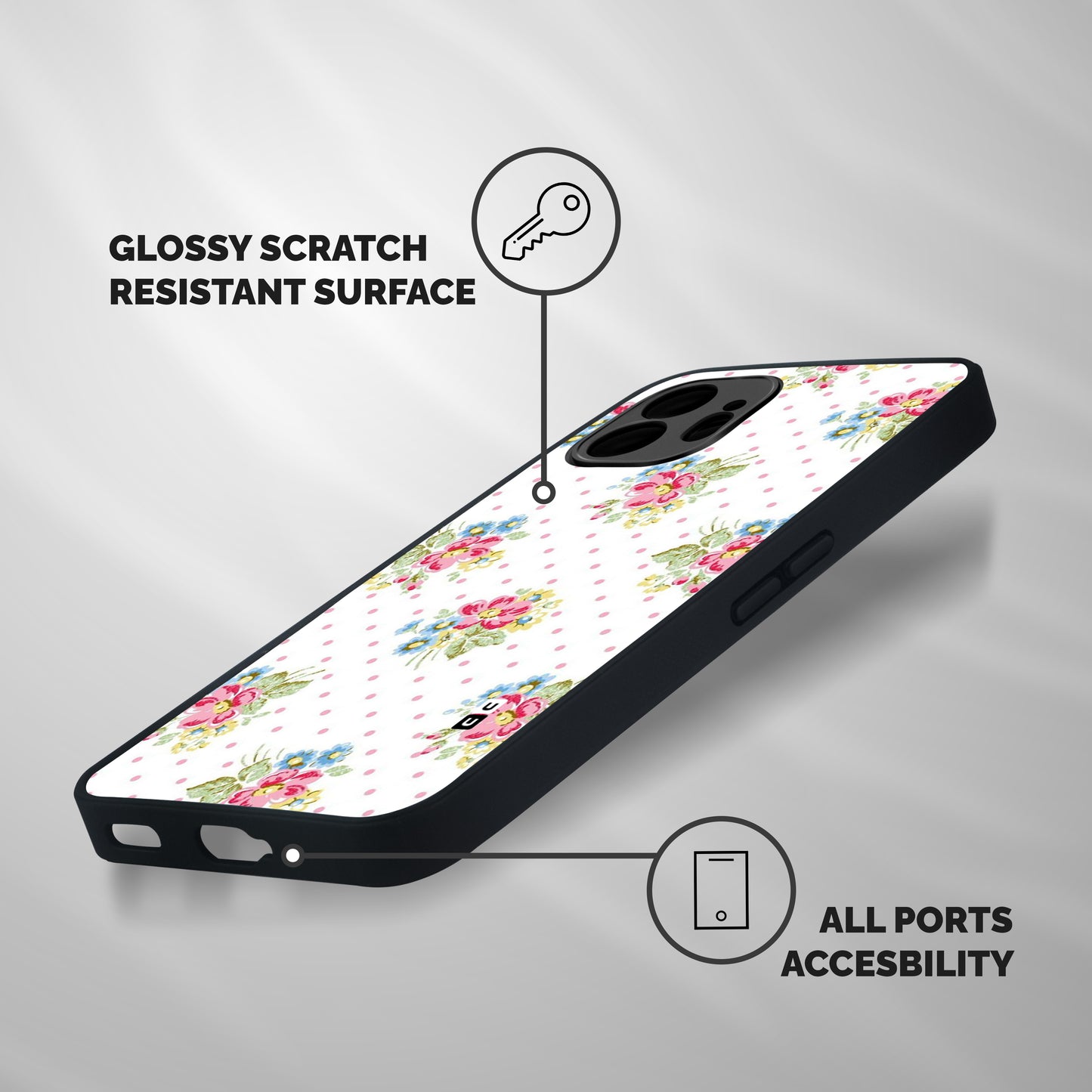 Painted Polka Floral Shockproof Hybrid Protection (Metal + TPU) Back Case Cover