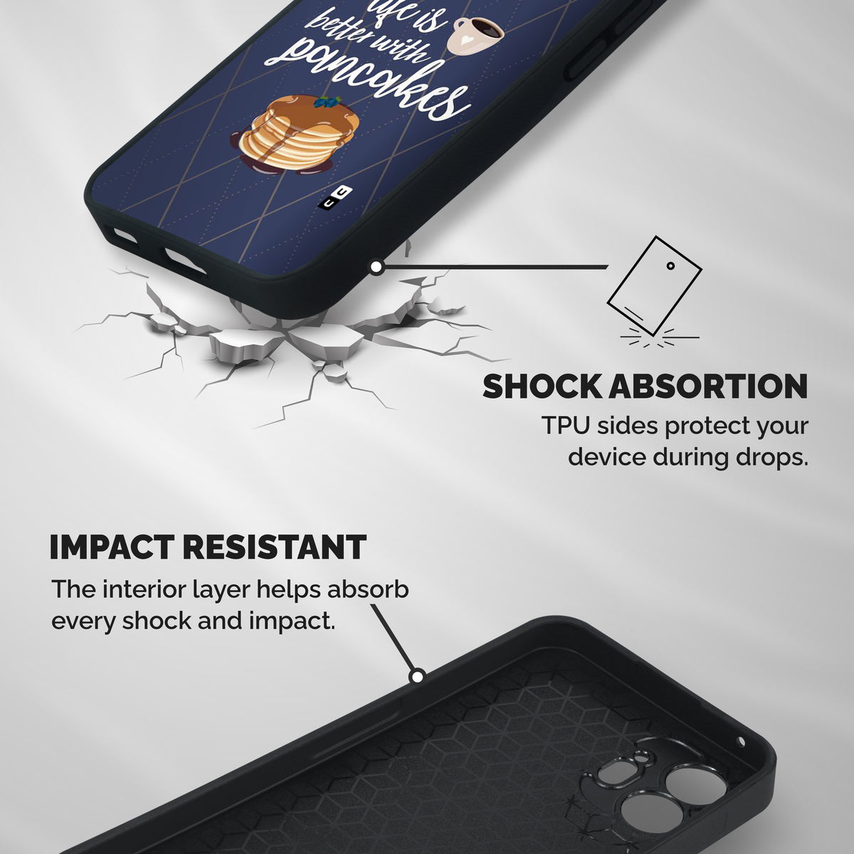 Pancake Life Shockproof Hybrid Protection (Metal + TPU) Back Case Cover