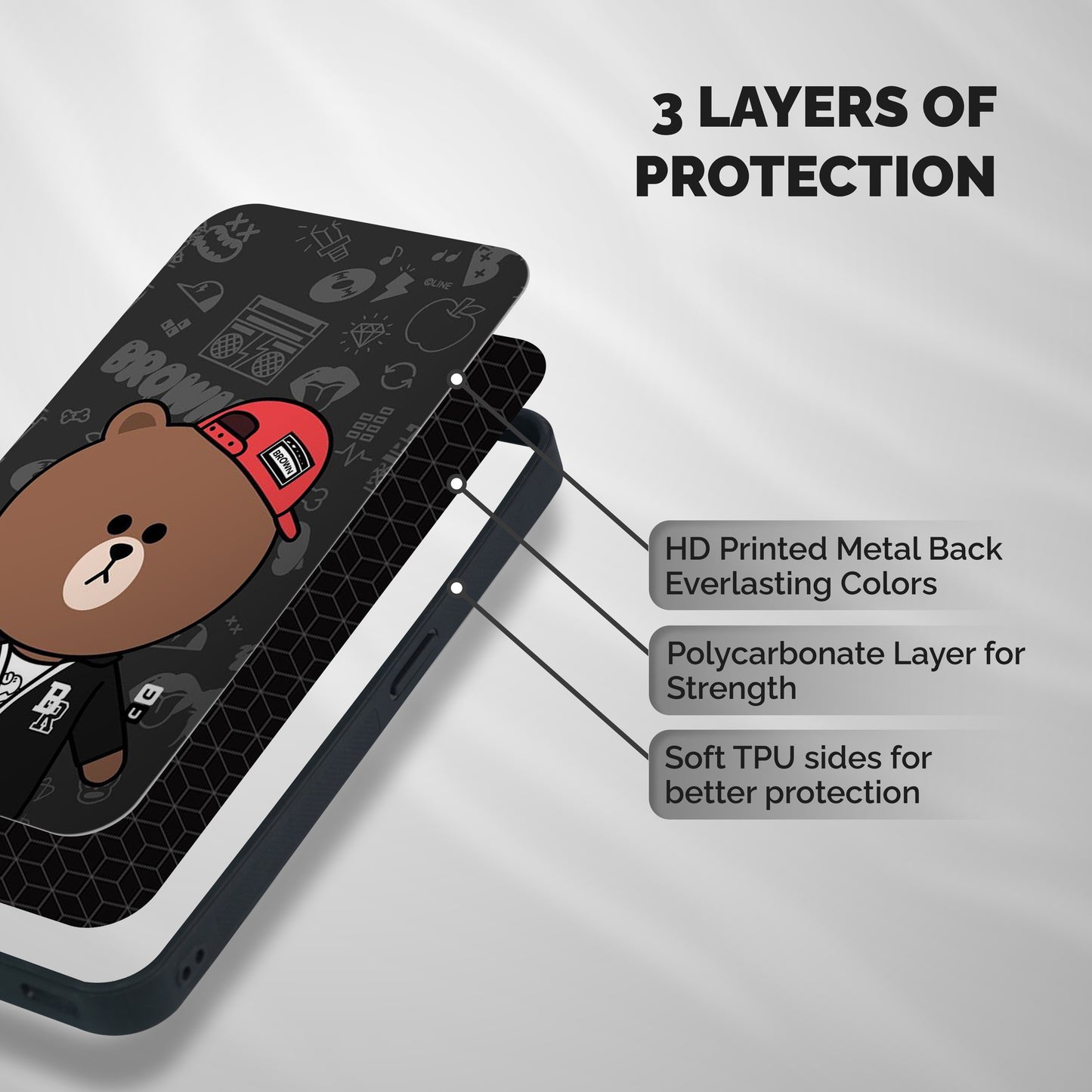 Panda Brown Shockproof Hybrid Protection (Metal + TPU) Back Case Cover
