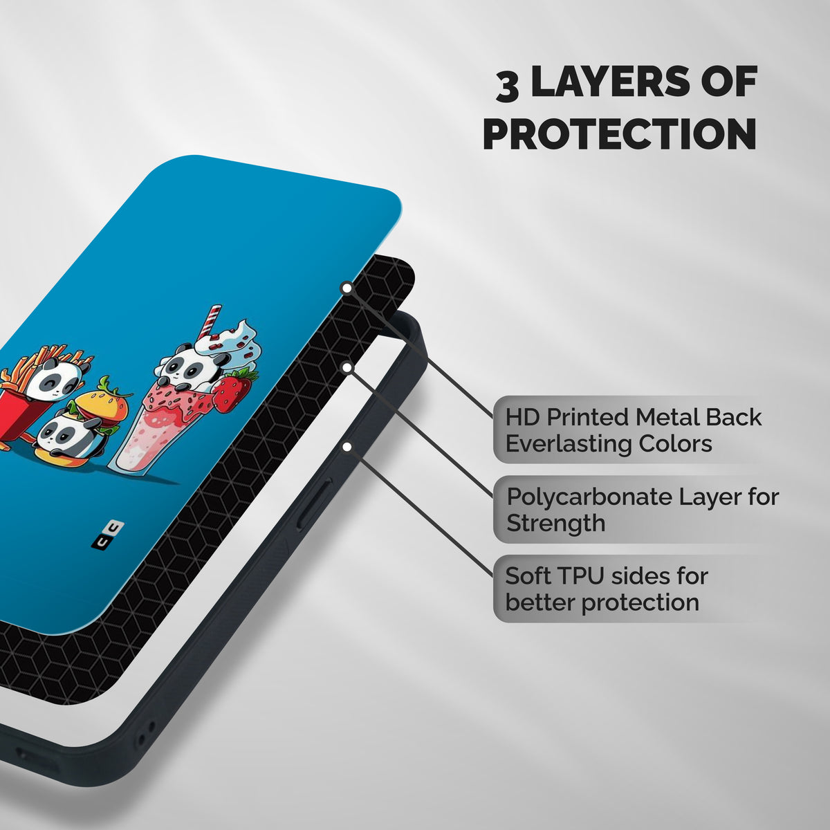 Panda Lazy Shockproof Hybrid Protection (Metal + TPU) Back Case Cover