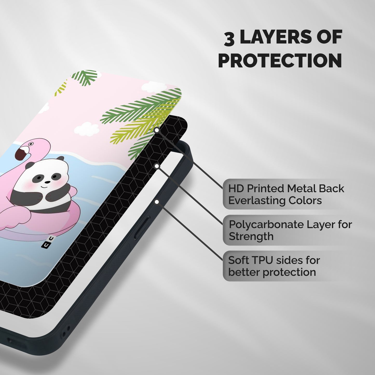 Panda Swim Shockproof Hybrid Protection (Metal + TPU) Back Case Cover