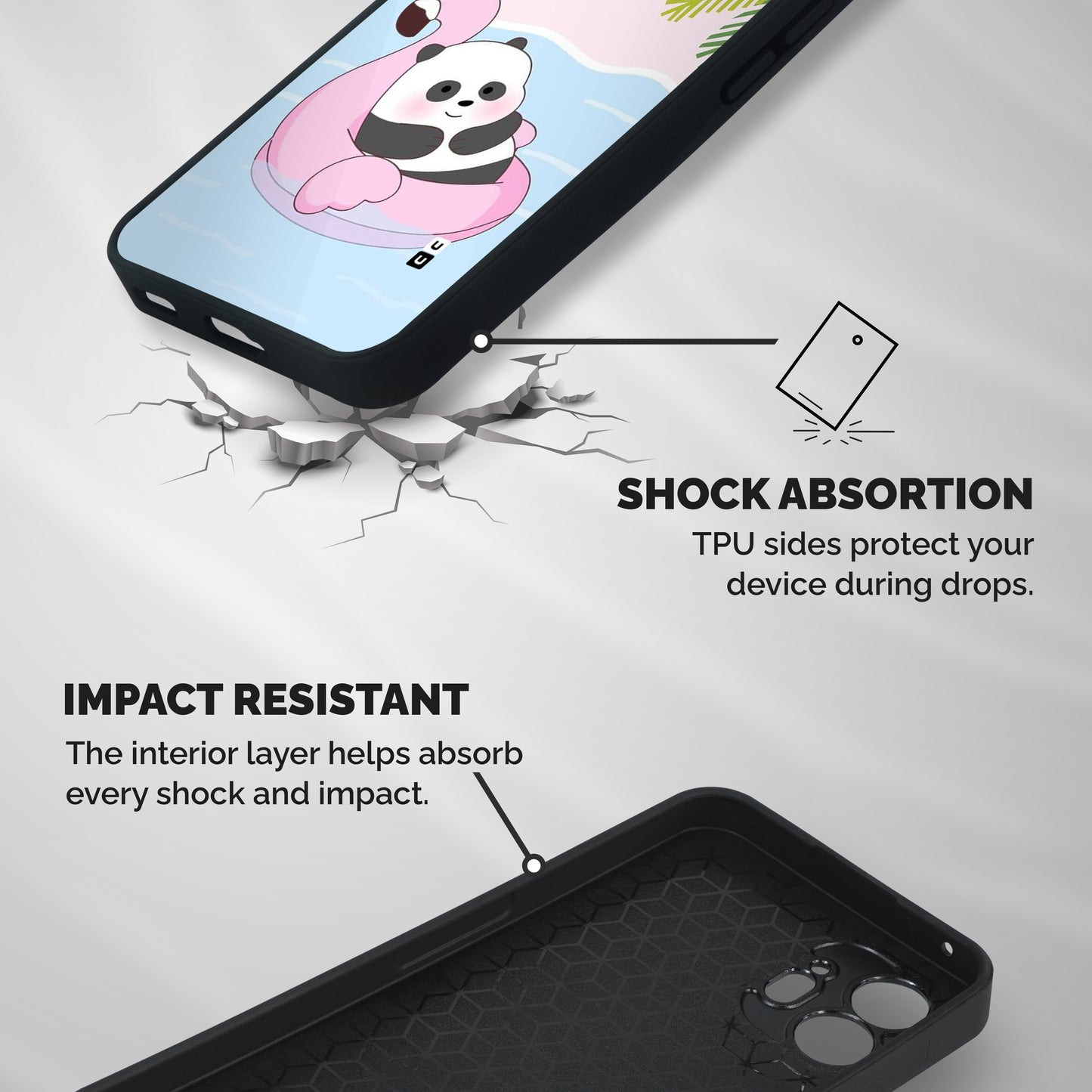 Panda Swim Shockproof Hybrid Protection (Metal + TPU) Back Case Cover