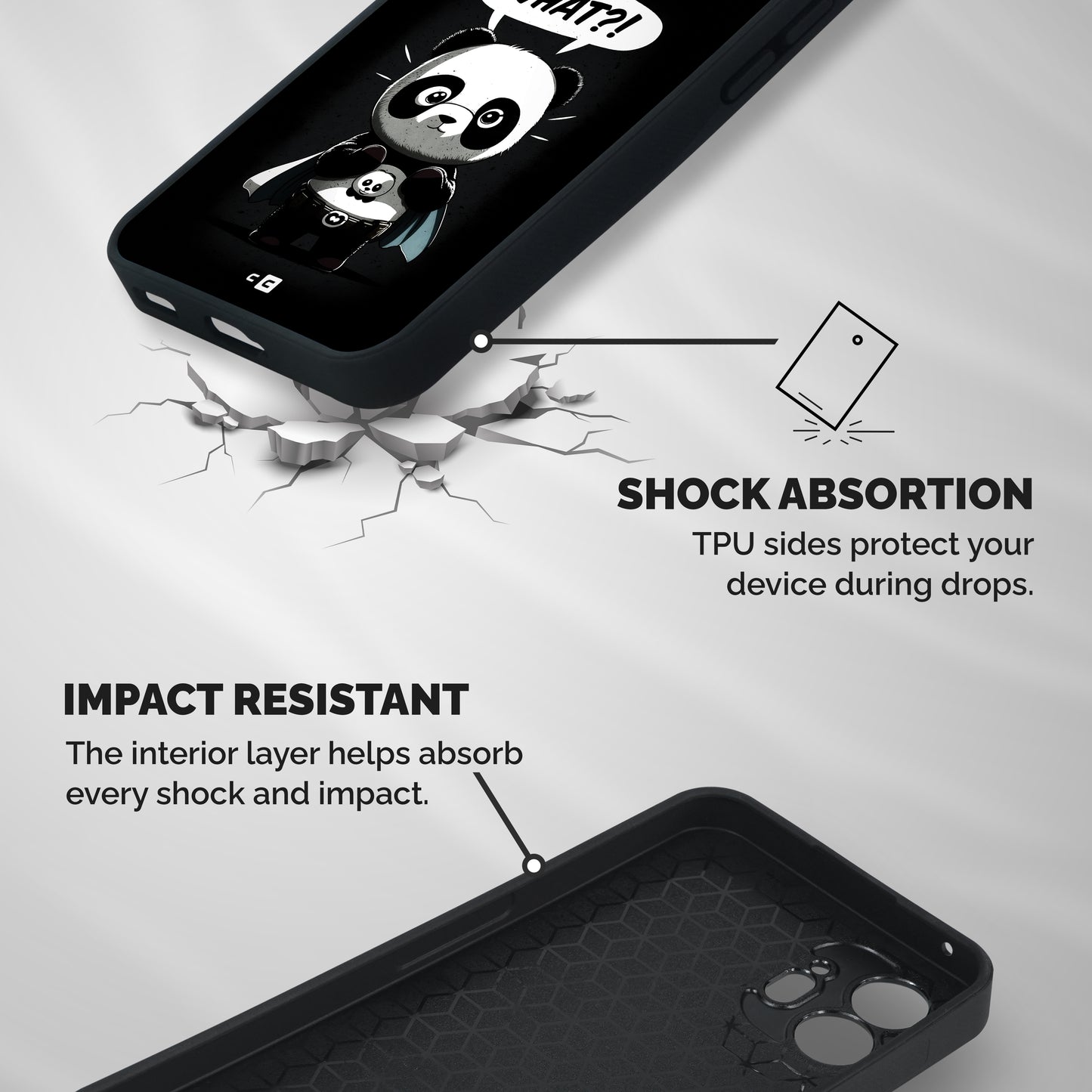 Panda What Confused Shockproof Hybrid Protection (Metal + TPU) Back Case Cover