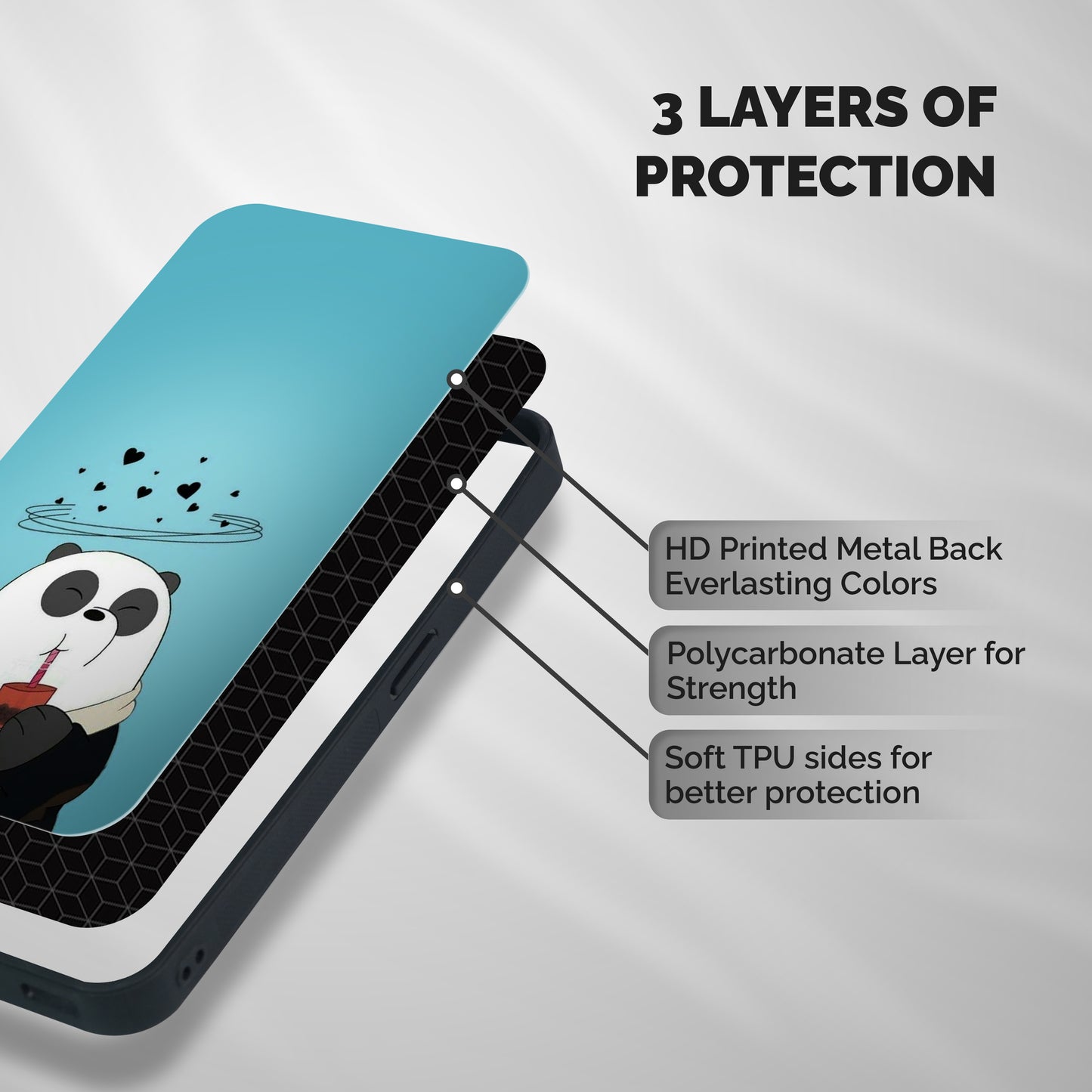 Pandaa Ji Shockproof Hybrid Protection (Metal + TPU) Back Case Cover