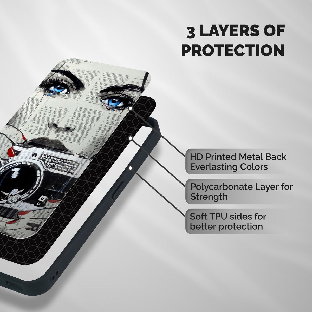 Paper Face Beauty Shockproof Hybrid Protection (Metal + TPU) Back Case Cover