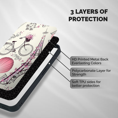 Paris Clipart Shockproof Hybrid Protection (Metal + TPU) Back Case Cover