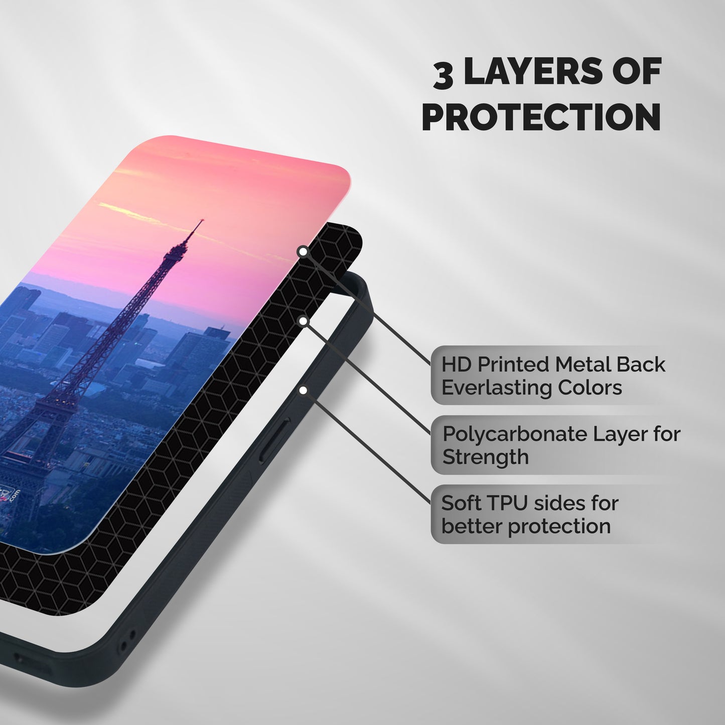 Paris Tower Shockproof Hybrid Protection (Metal + TPU) Back Case Cover