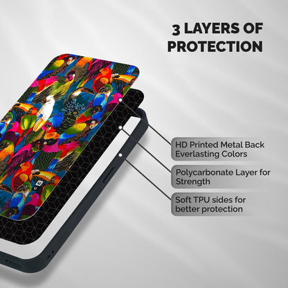 Parrot Art Shockproof Hybrid Protection (Metal + TPU) Back Case Cover