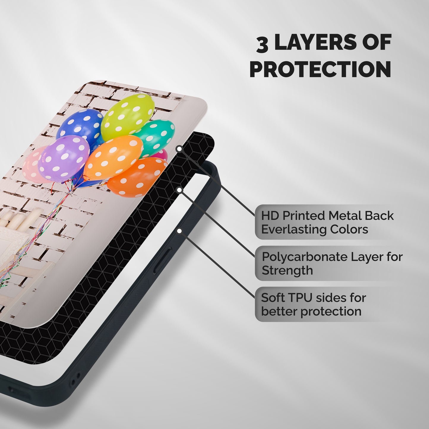 Party Balloons Shockproof Hybrid Protection (Metal + TPU) Back Case Cover