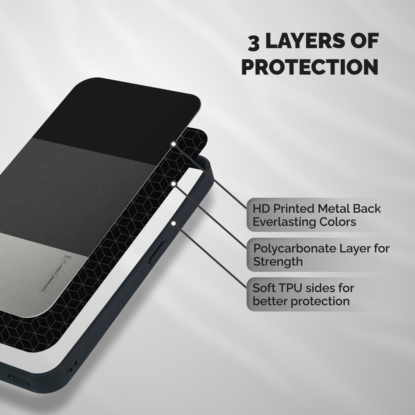 Pastel Black and Grey Shockproof Hybrid Protection (Metal + TPU) Back Case Cover