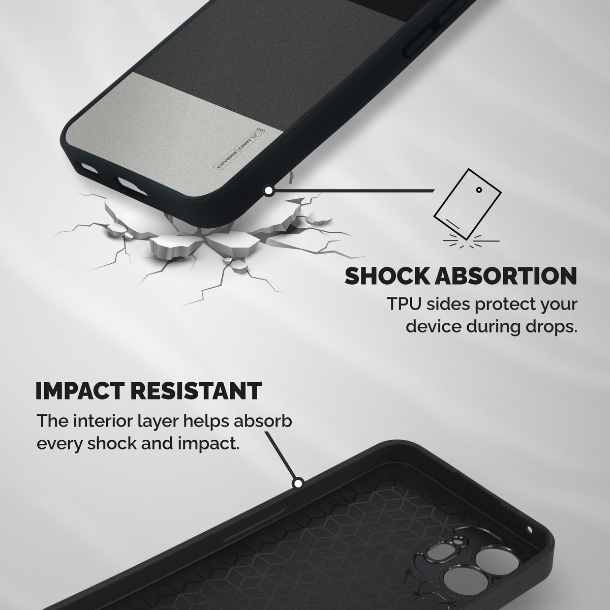 Pastel Black and Grey Shockproof Hybrid Protection (Metal + TPU) Back Case Cover