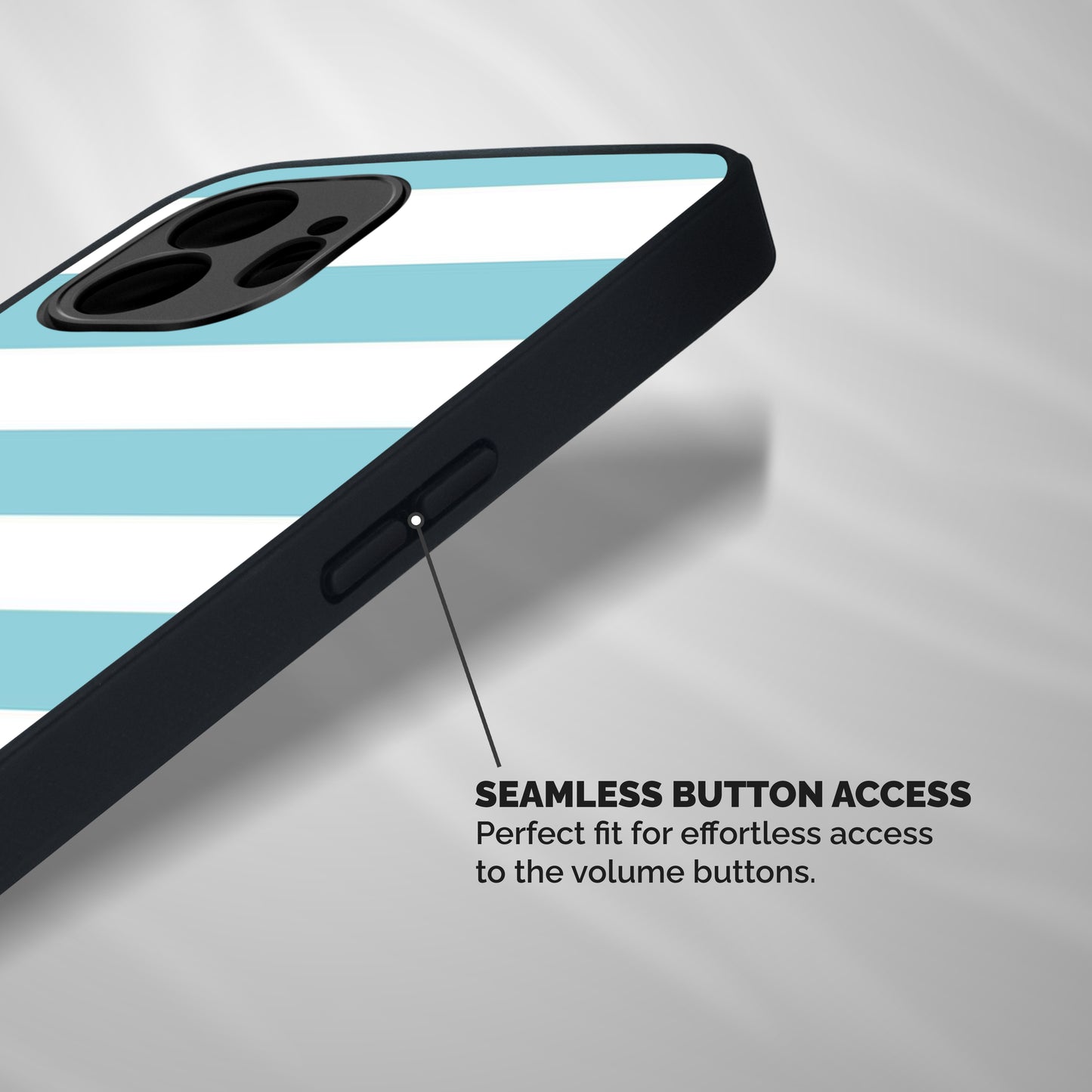 Pastel Blue White Stripes Shockproof Hybrid Protection (Metal + TPU) Back Case Cover
