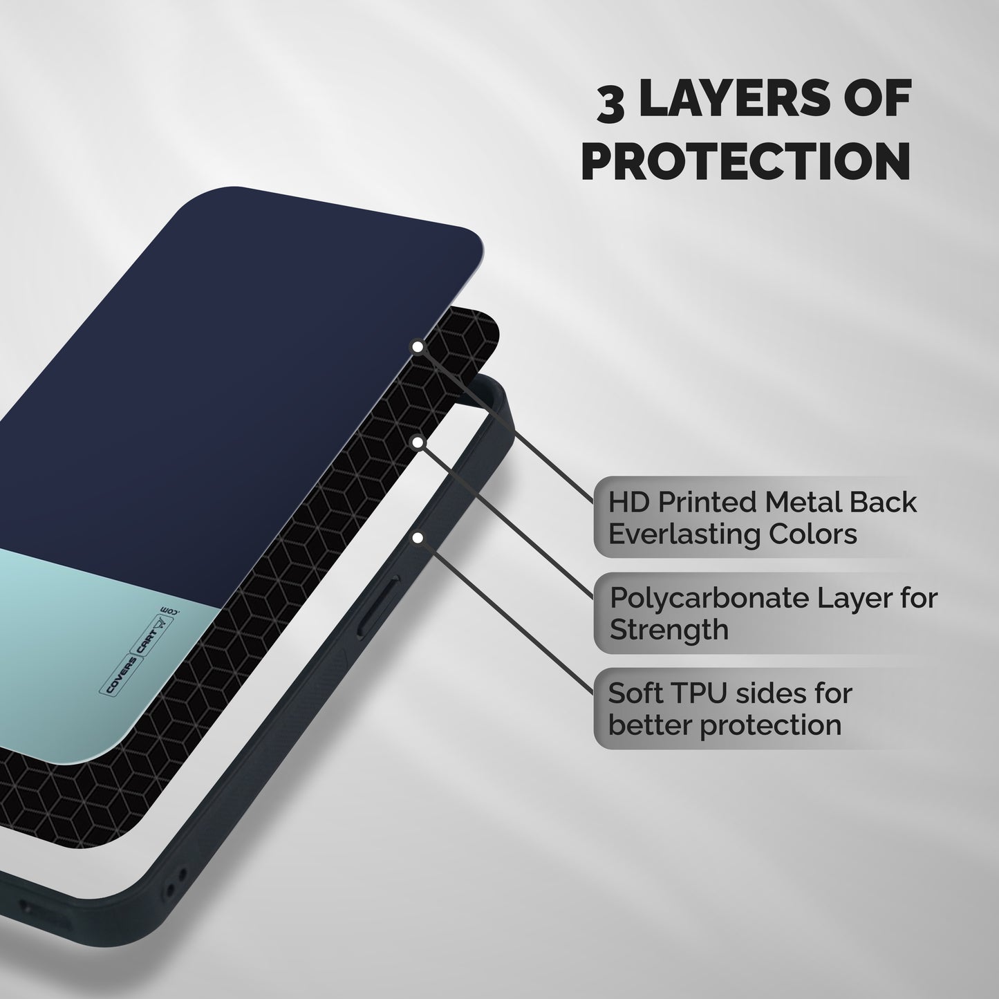 Pastel Blues Shockproof Hybrid Protection (Metal + TPU) Back Case Cover