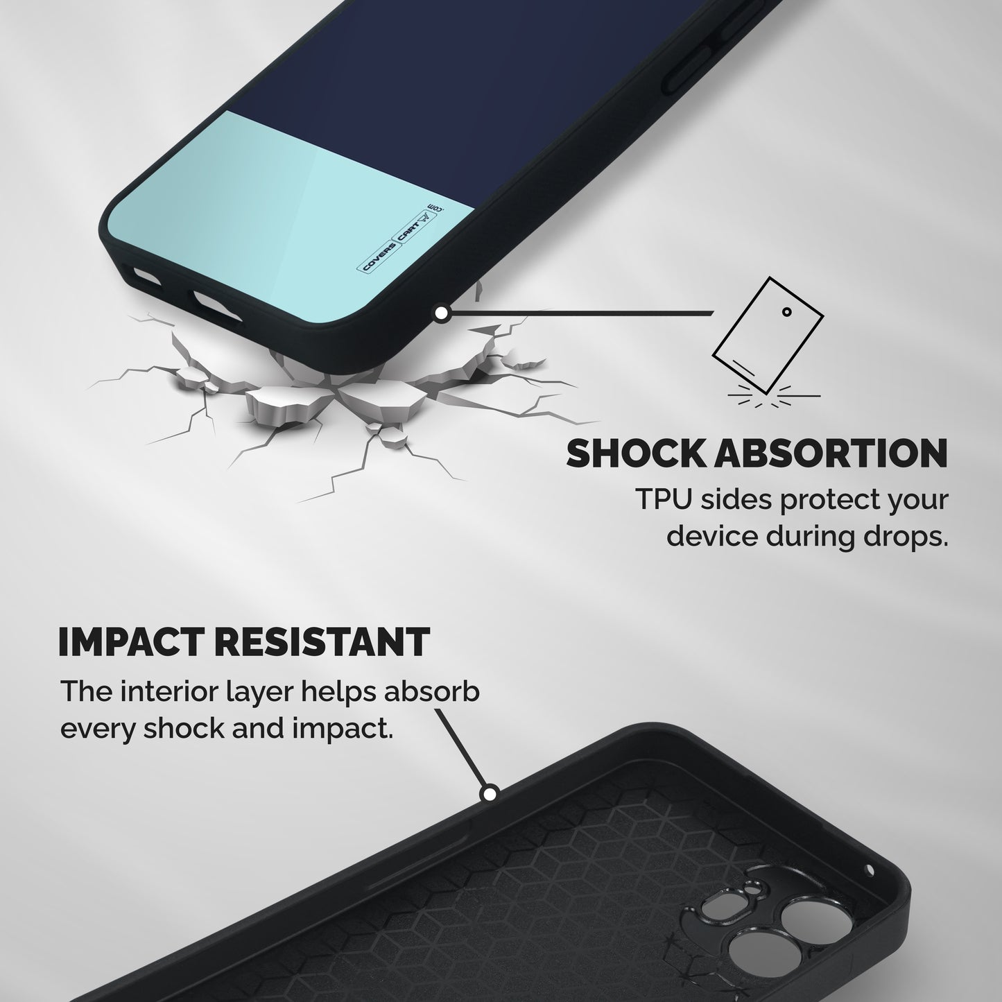 Pastel Blues Shockproof Hybrid Protection (Metal + TPU) Back Case Cover