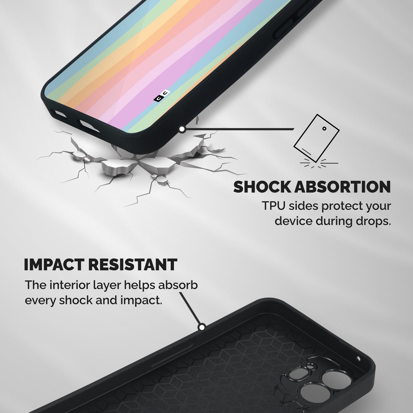 Pastel Curves Shockproof Hybrid Protection (Metal + TPU) Back Case Cover