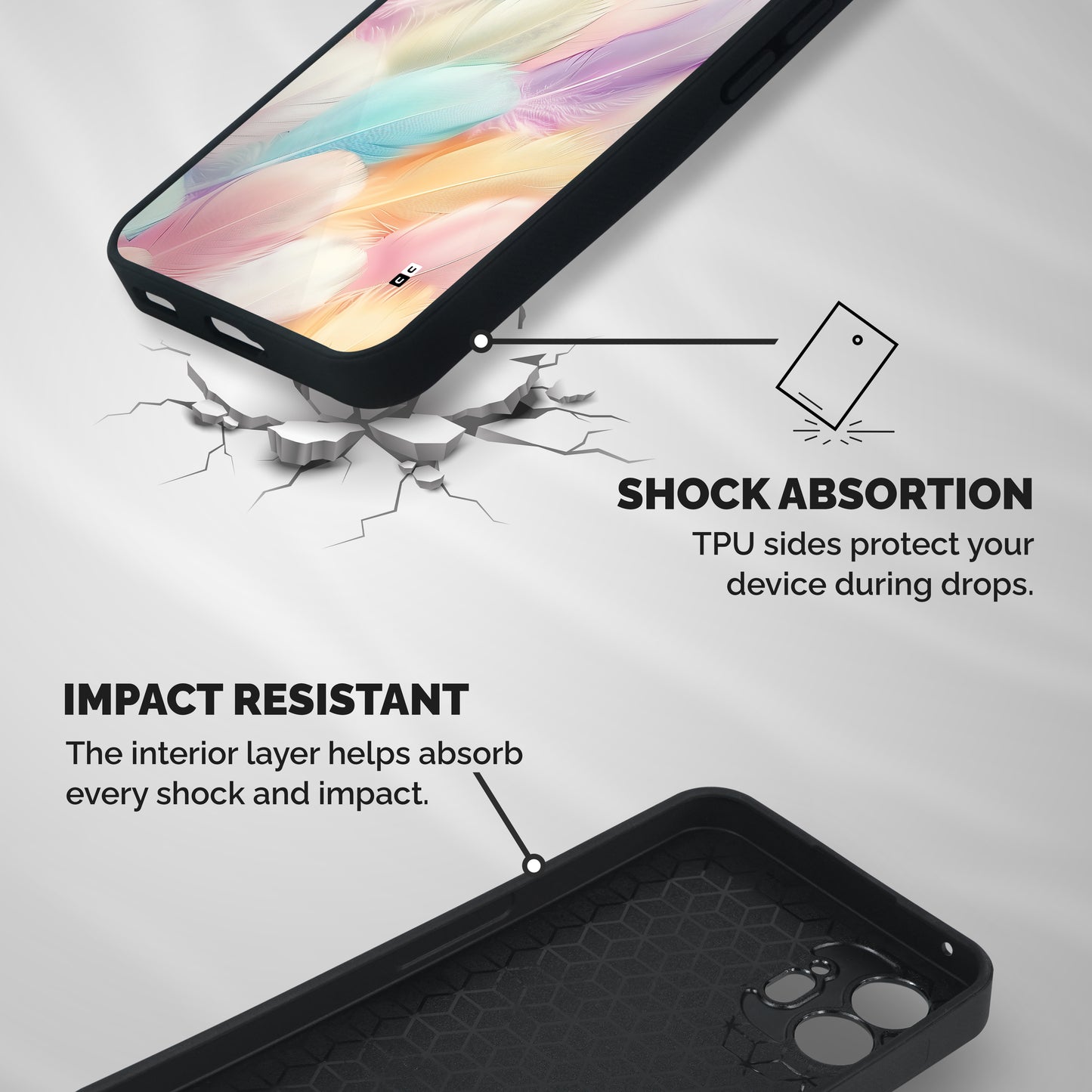 Pastel Feather Shockproof Hybrid Protection (Metal + TPU) Back Case Cover