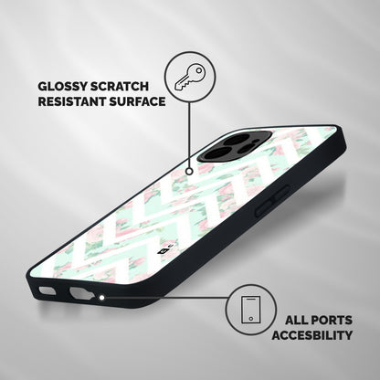 Pastel Floral Zig Zag Shockproof Hybrid Protection (Metal + TPU) Back Case Cover