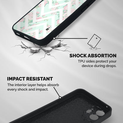 Pastel Floral Zig Zag Shockproof Hybrid Protection (Metal + TPU) Back Case Cover