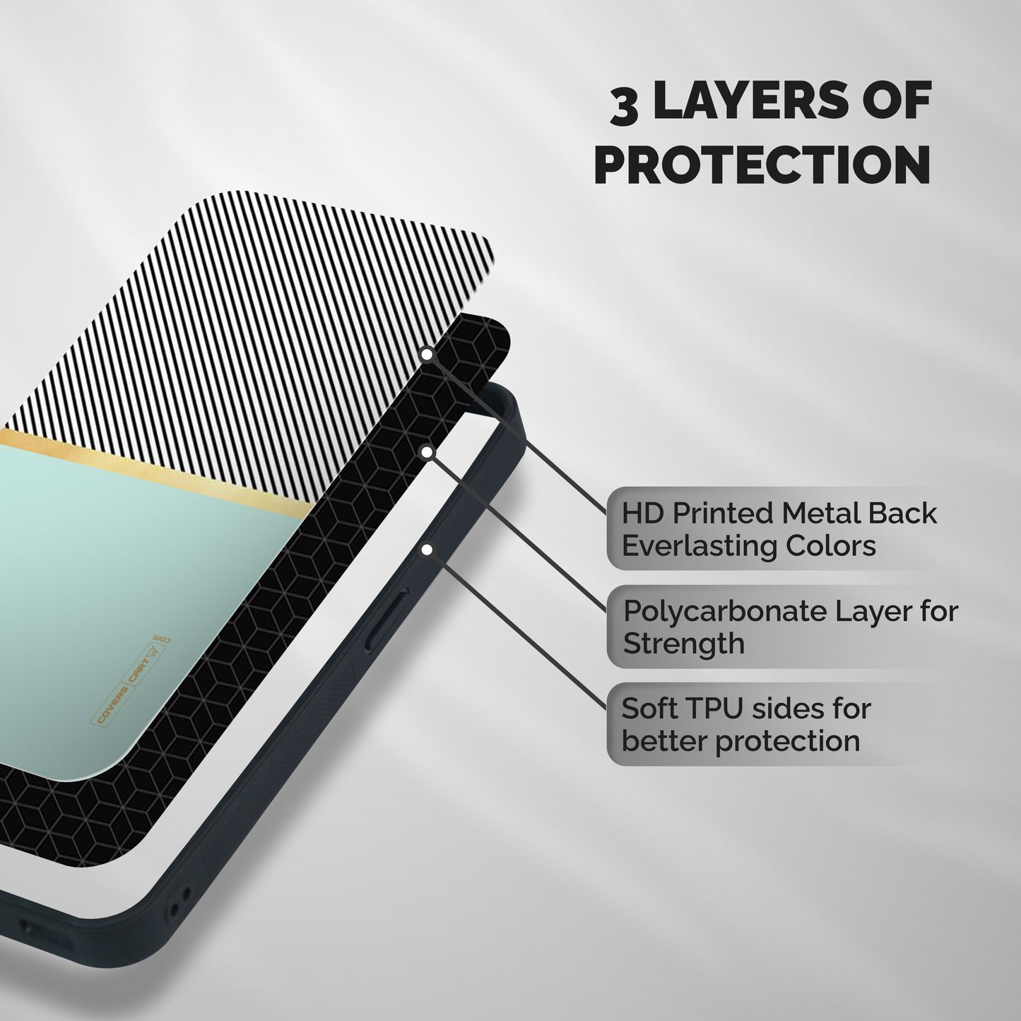 Pastel Green Base Stripes Shockproof Hybrid Protection (Metal + TPU) Back Case Cover