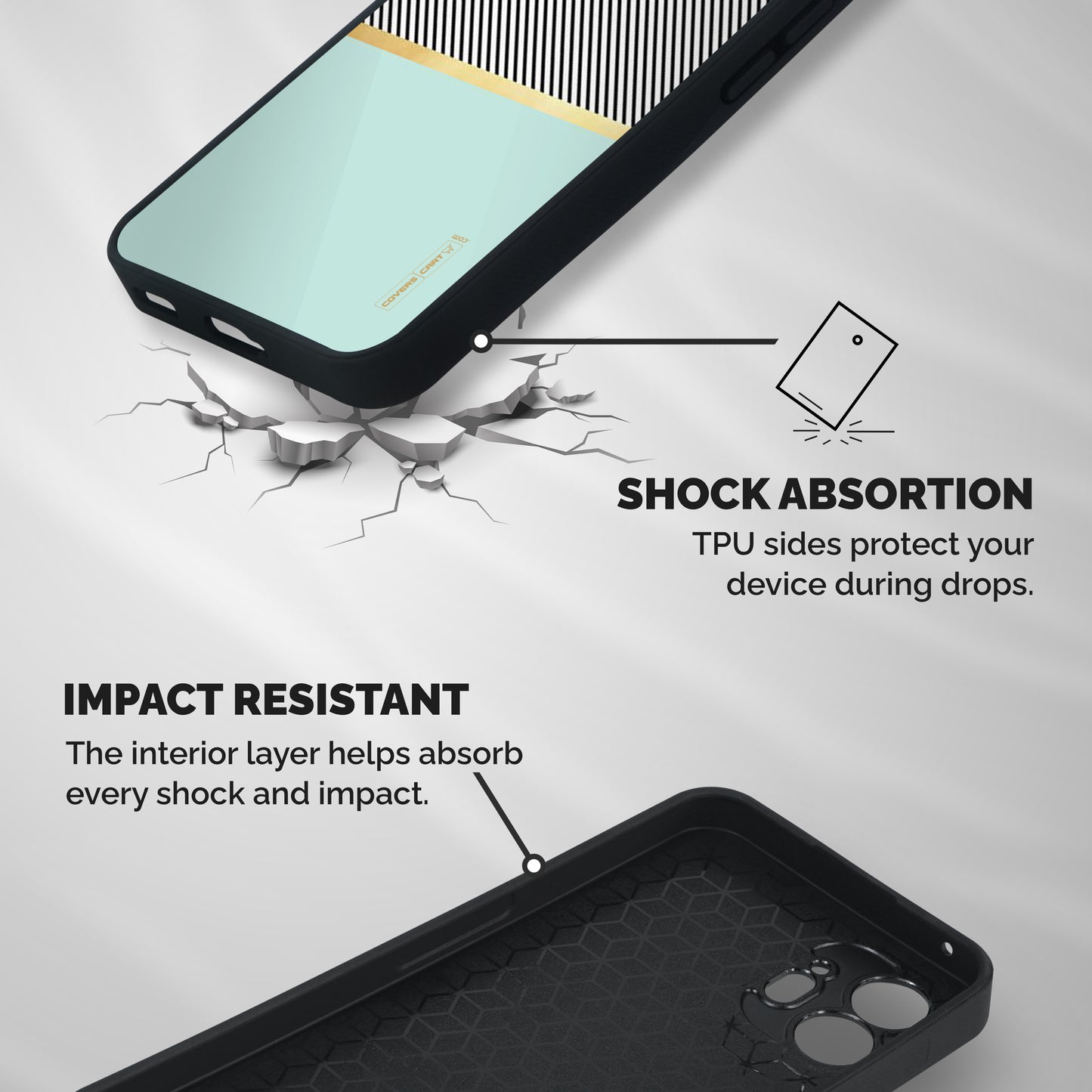 Pastel Green Base Stripes Shockproof Hybrid Protection (Metal + TPU) Back Case Cover