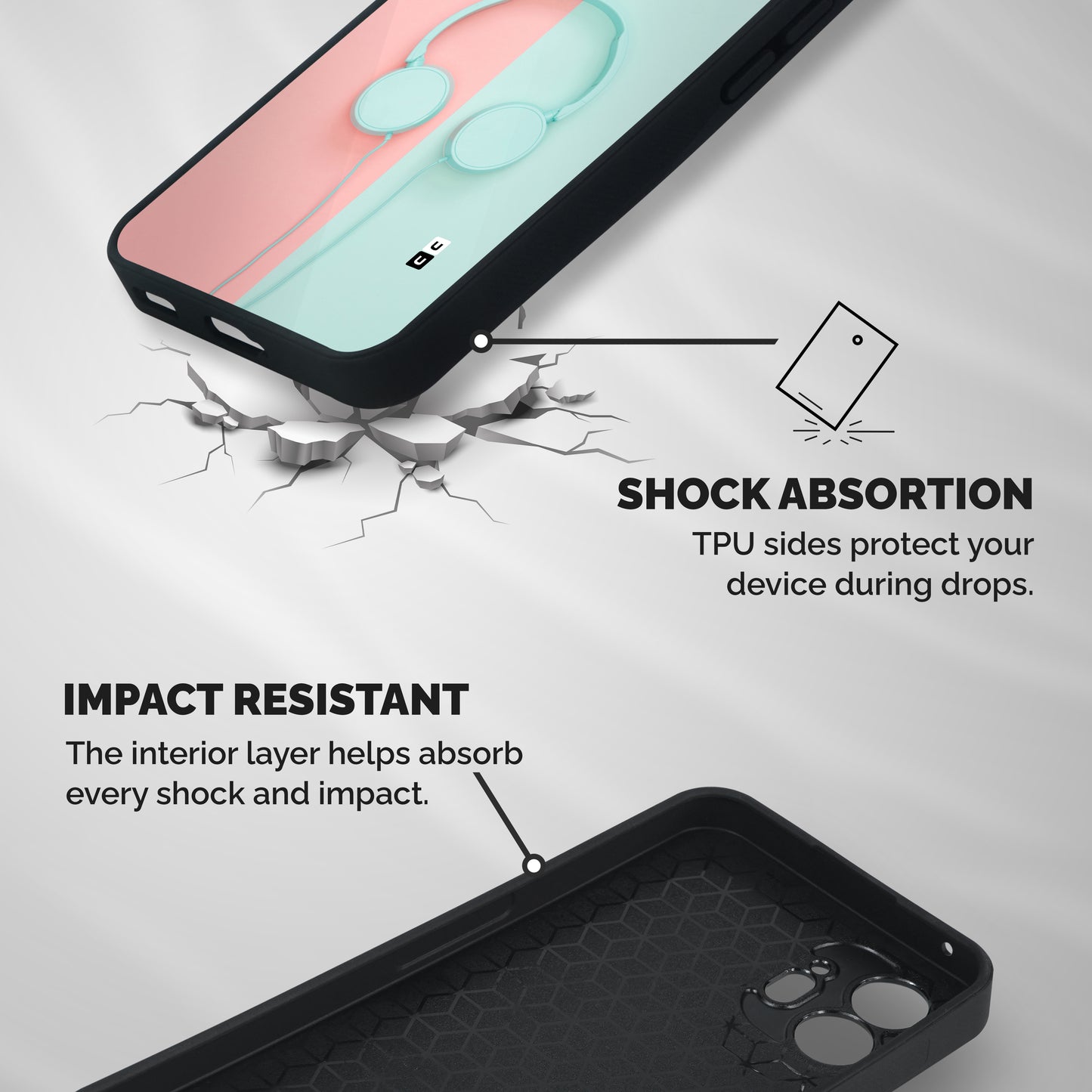 Pastel Headphones Shockproof Hybrid Protection (Metal + TPU) Back Case Cover