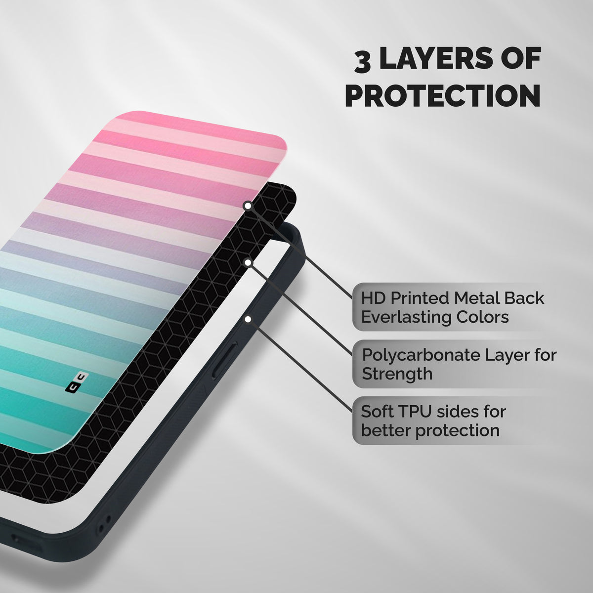 Pastel Ombre Shockproof Hybrid Protection (Metal + TPU) Back Case Cover