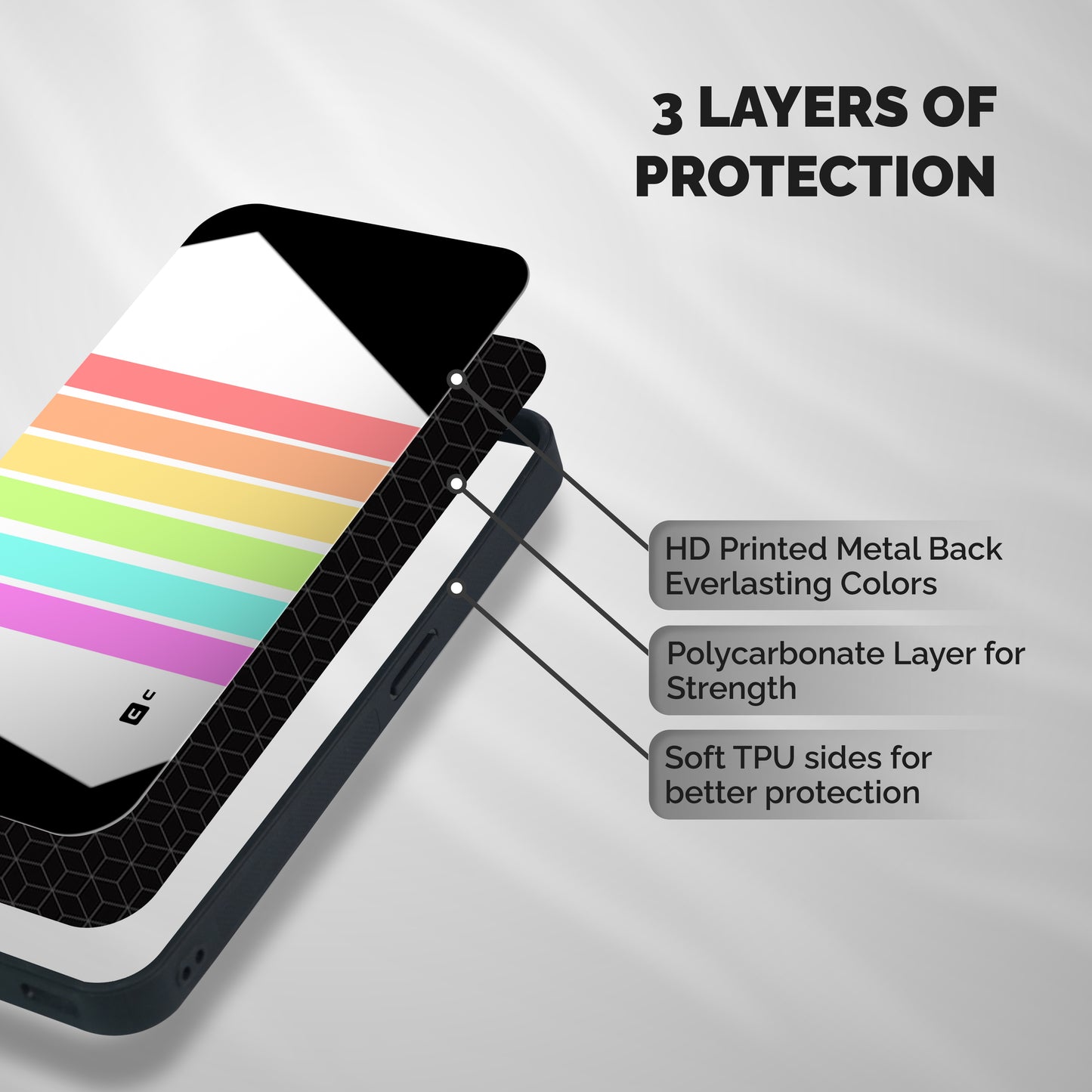 Pastel Pride Horizontal Stripes Shockproof Hybrid Protection (Metal + TPU) Back Case Cover