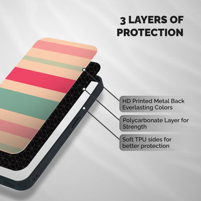 Pastel Stripes Vintage Shockproof Hybrid Protection (Metal + TPU) Back Case Cover