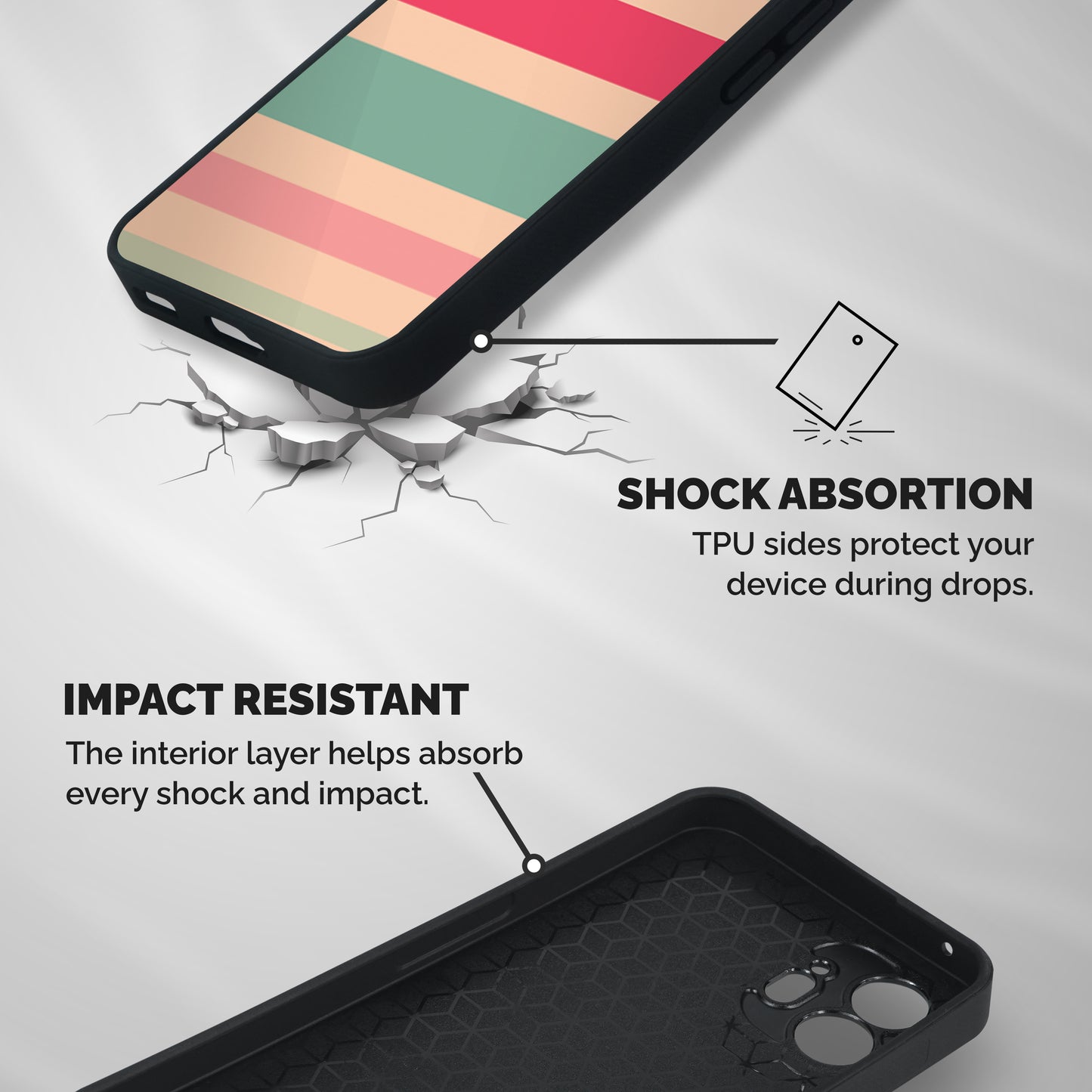 Pastel Stripes Vintage Shockproof Hybrid Protection (Metal + TPU) Back Case Cover