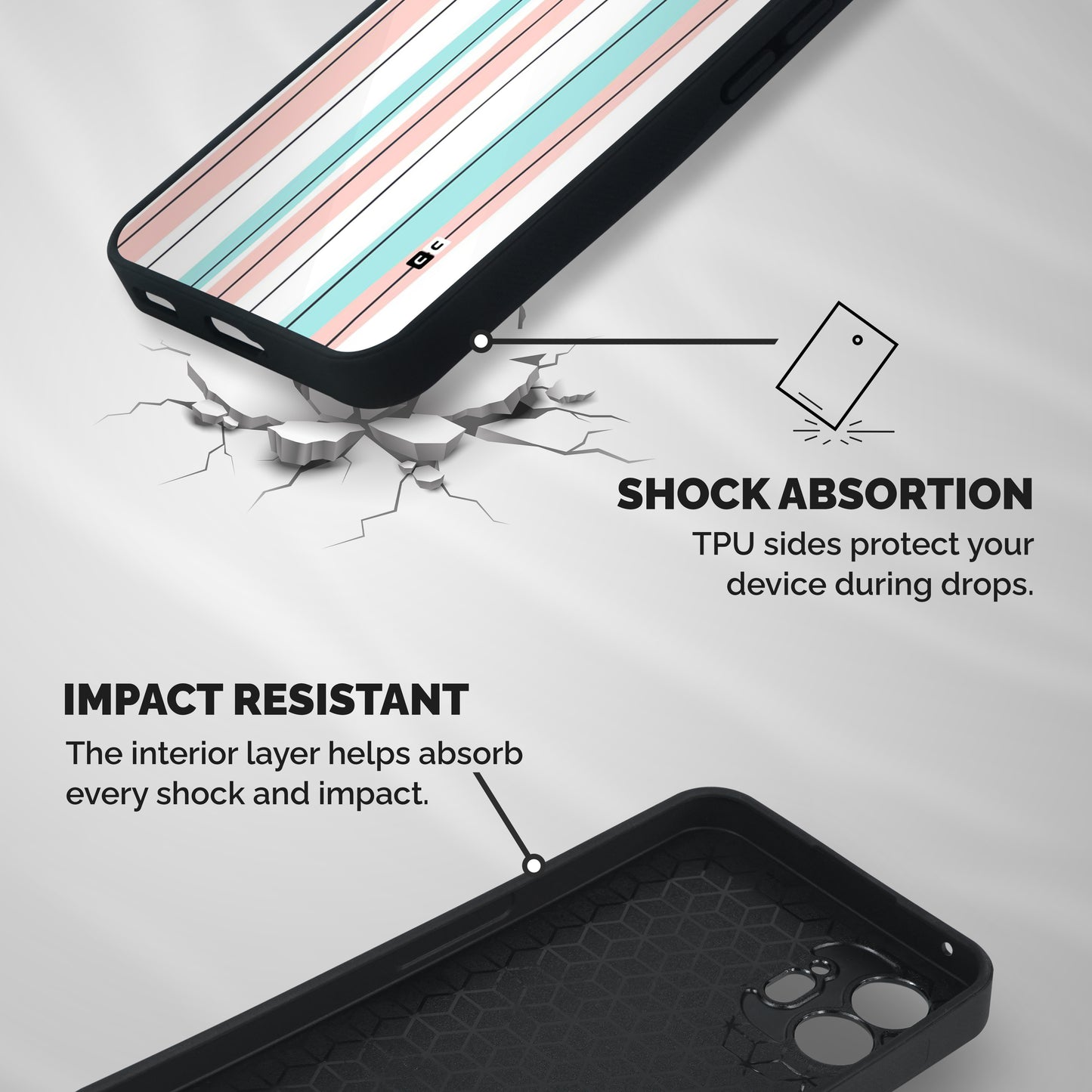 Pastel Tri Stripes Shockproof Hybrid Protection (Metal + TPU) Back Case Cover