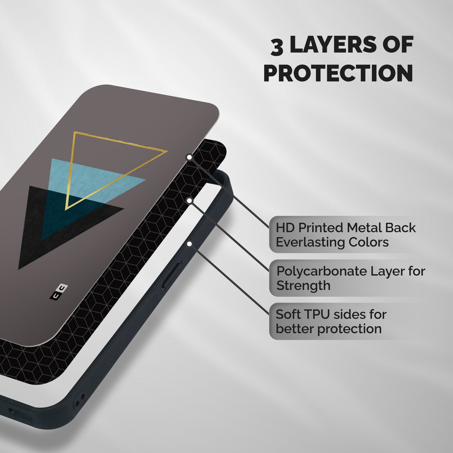 Pastel Triangle Shockproof Hybrid Protection (Metal + TPU) Back Case Cover