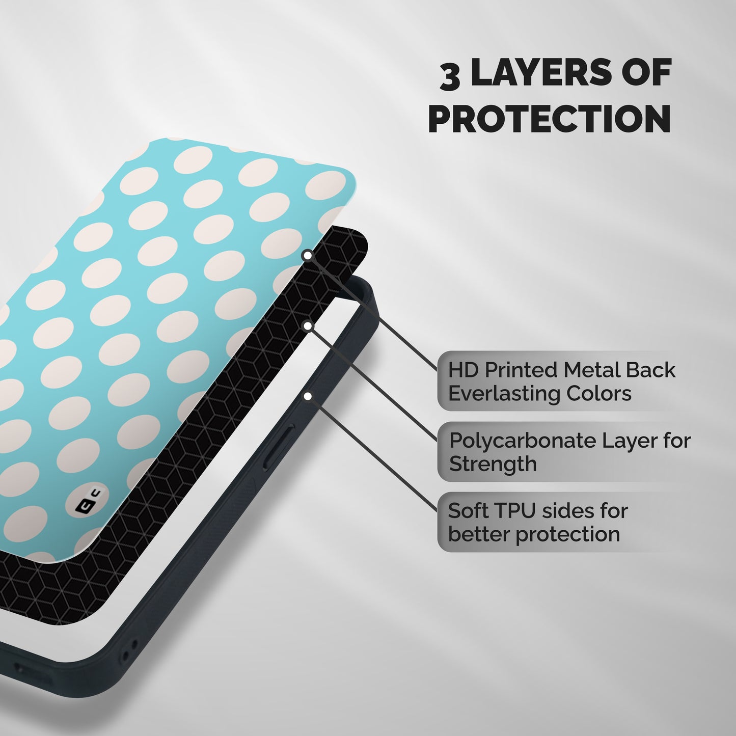Pastel White Polka Dots Shockproof Hybrid Protection (Metal + TPU) Back Case Cover