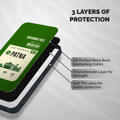 Patna Boarding Pass Shockproof Hybrid Protection (Metal + TPU) Back Case Cover
