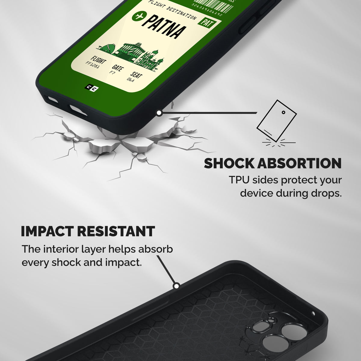 Patna Boarding Pass Shockproof Hybrid Protection (Metal + TPU) Back Case Cover