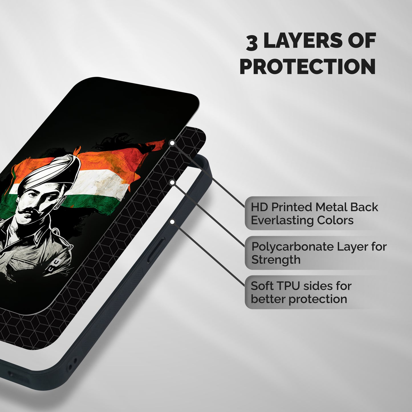 Patriotic Indian Shockproof Hybrid Protection (Metal + TPU) Back Case Cover