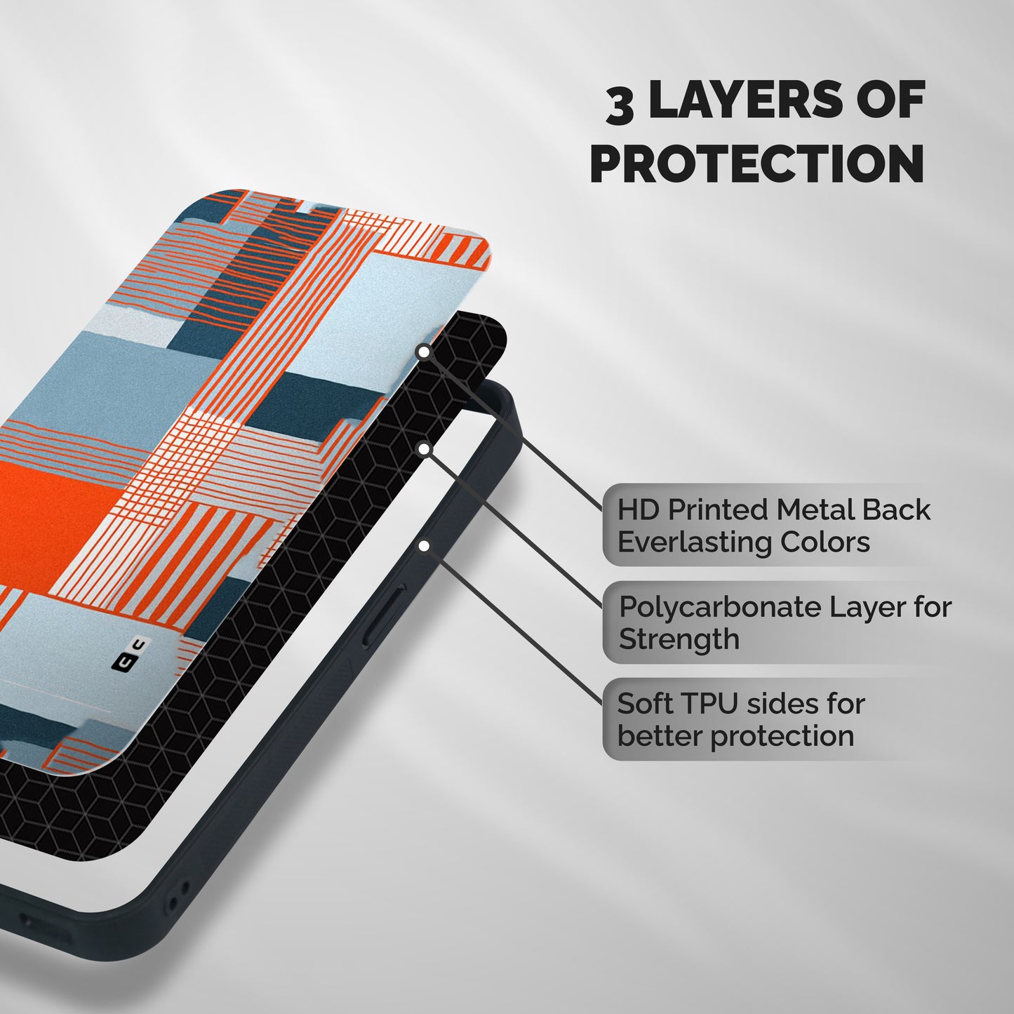 Pattern In Lines Shockproof Hybrid Protection (Metal + TPU) Back Case Cover