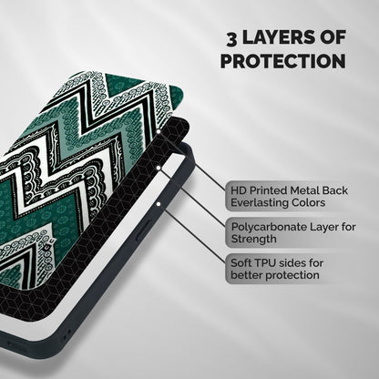 Patterned Chevron Shockproof Hybrid Protection (Metal + TPU) Back Case Cover