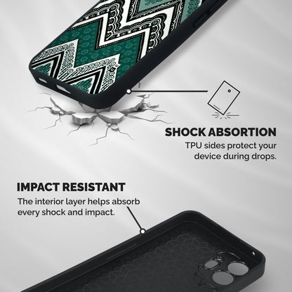 Patterned Chevron Shockproof Hybrid Protection (Metal + TPU) Back Case Cover
