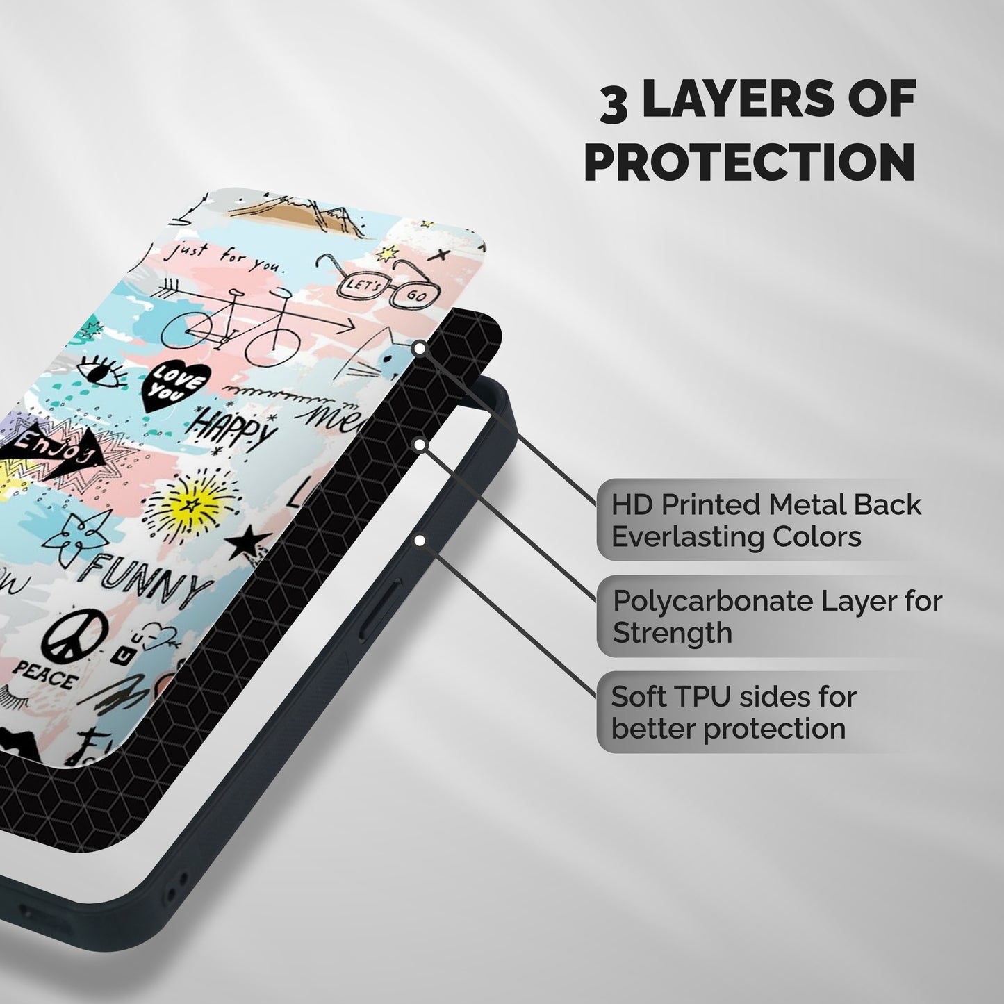 Peace And Funny Shockproof Hybrid Protection (Metal + TPU) Back Case Cover