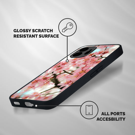 Peach Floral Shockproof Hybrid Protection (Metal + TPU) Back Case Cover