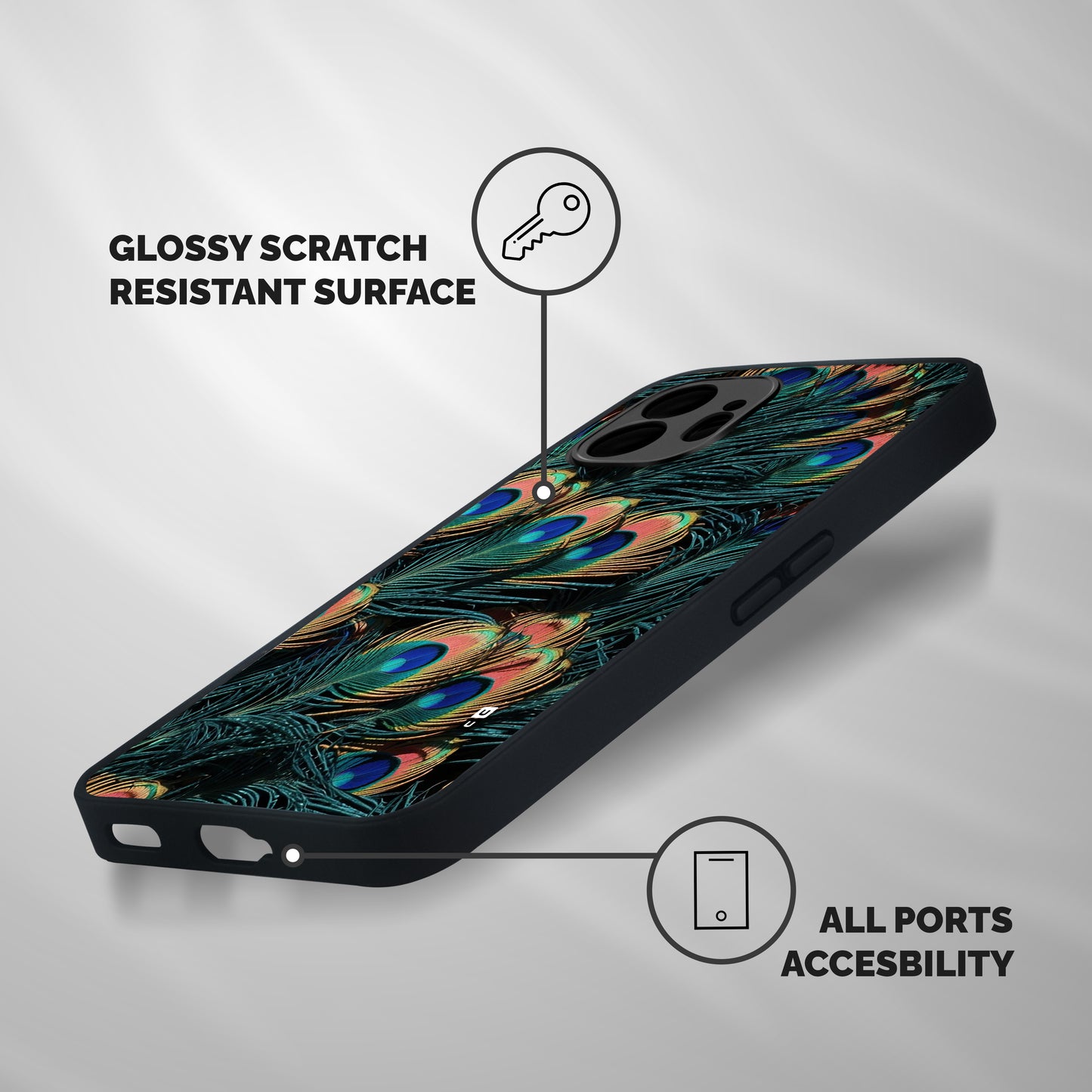 Peacock Feather Art Shockproof Hybrid Protection (Metal + TPU) Back Case Cover