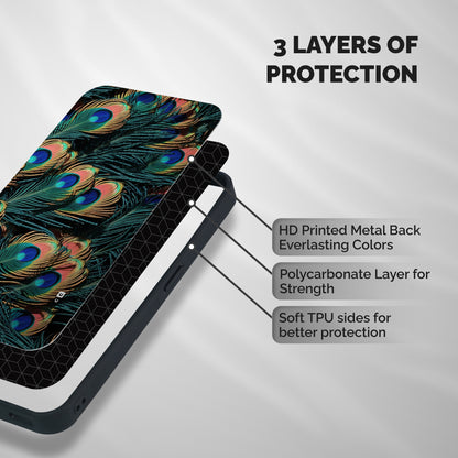 Peacock Feather Art Shockproof Hybrid Protection (Metal + TPU) Back Case Cover