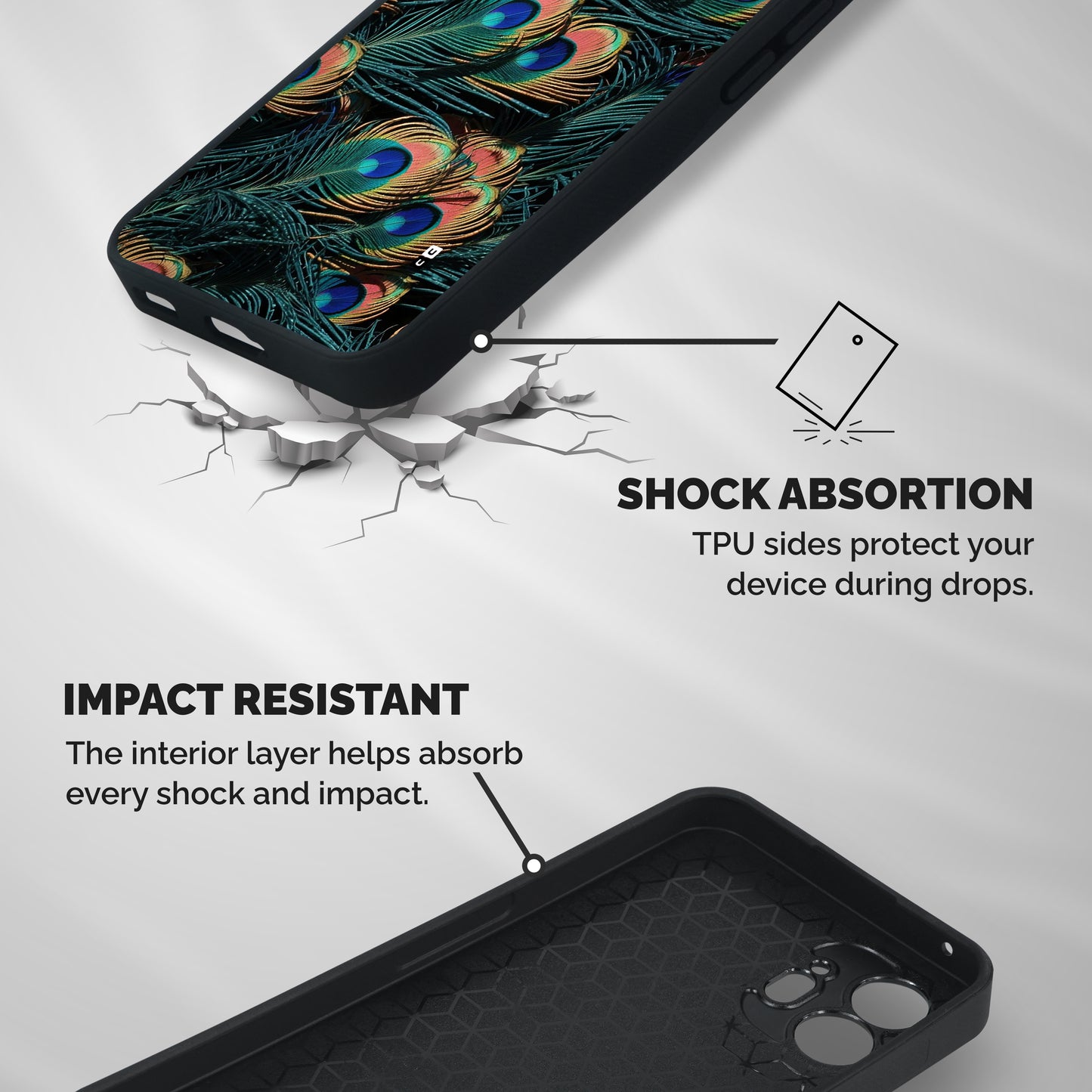 Peacock Feather Art Shockproof Hybrid Protection (Metal + TPU) Back Case Cover