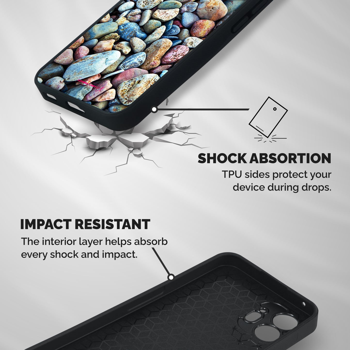 Pebbles Shockproof Hybrid Protection (Metal + TPU) Back Case Cover