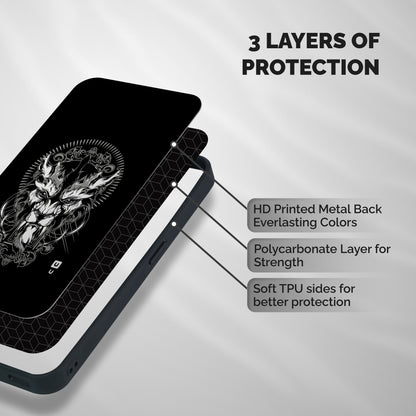 Pencil Art Lion Illustration Shockproof Hybrid Protection (Metal + TPU) Back Case Cover