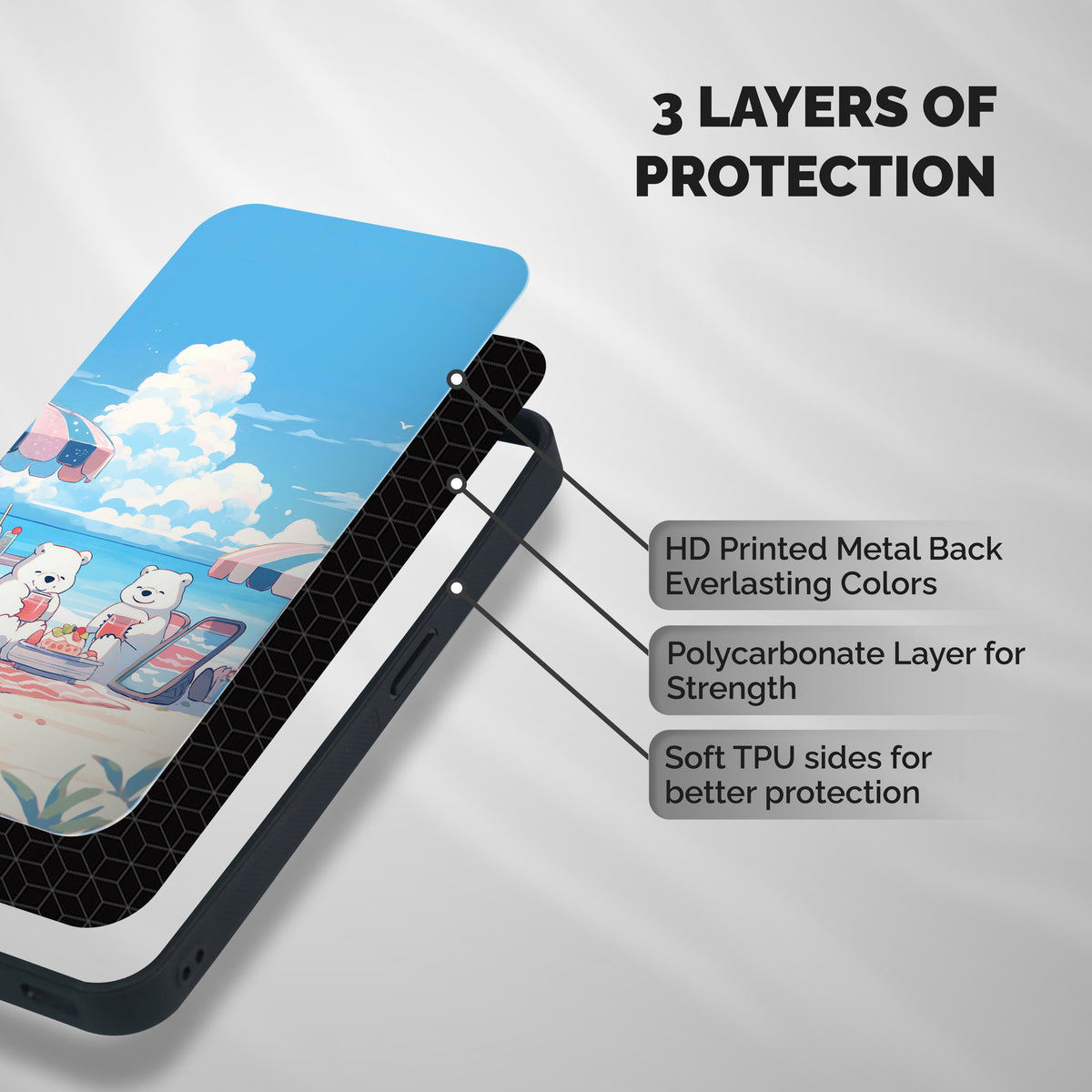 Picnic Time Shockproof Hybrid Protection (Metal + TPU) Back Case Cover