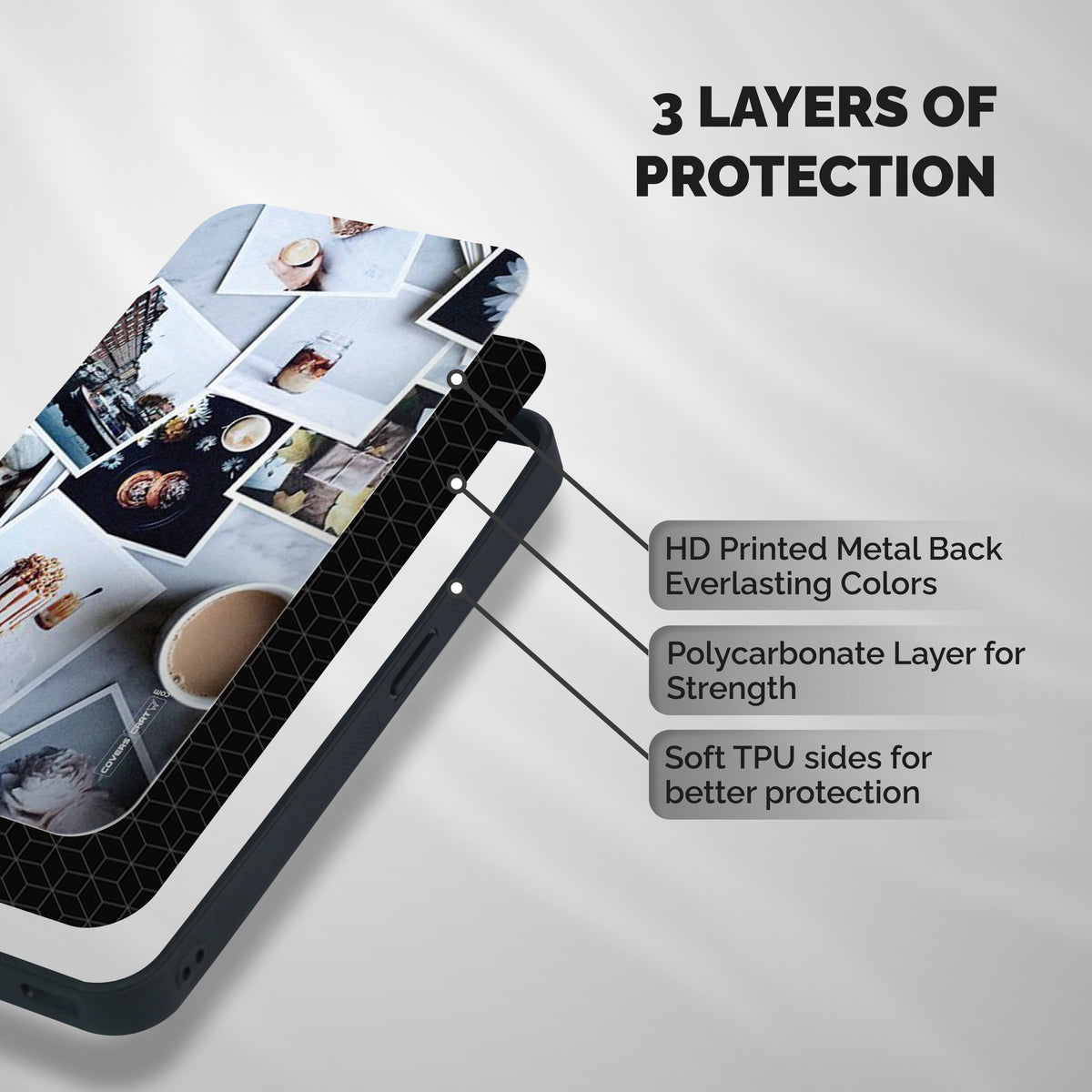 Pictures Coffee Shockproof Hybrid Protection (Metal + TPU) Back Case Cover