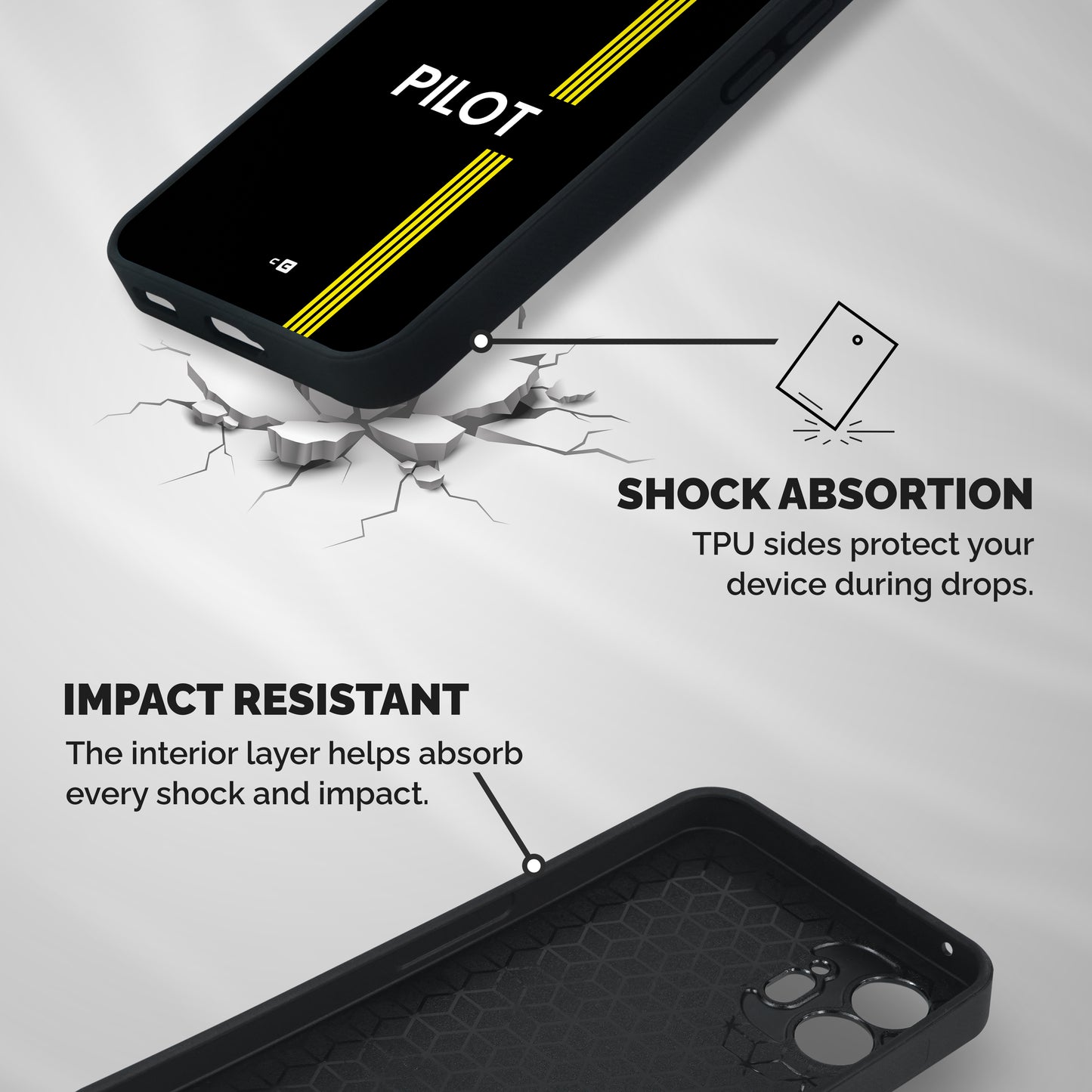 Pilot Stripes Shockproof Hybrid Protection (Metal + TPU) Back Case Cover